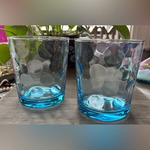 Pasabahce Aqua Blue Coin Dot Glass Tumblers (set of 2)